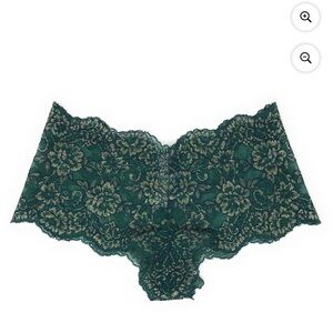 Victoria's Secret Dream Angels Lace Sexy Shortie Panty XSmall Dark Green Shimmer